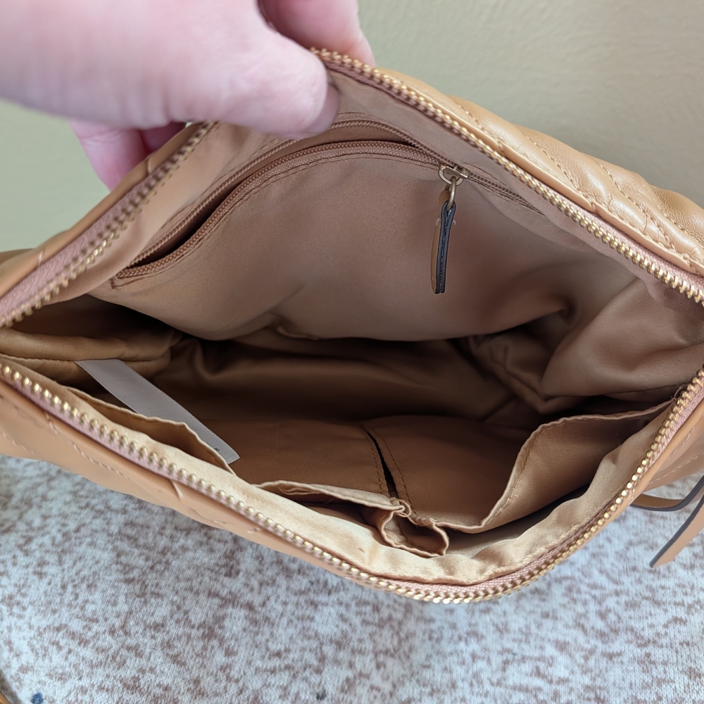 Tan Quilted Crossbody Bag - Picture 2 of 2